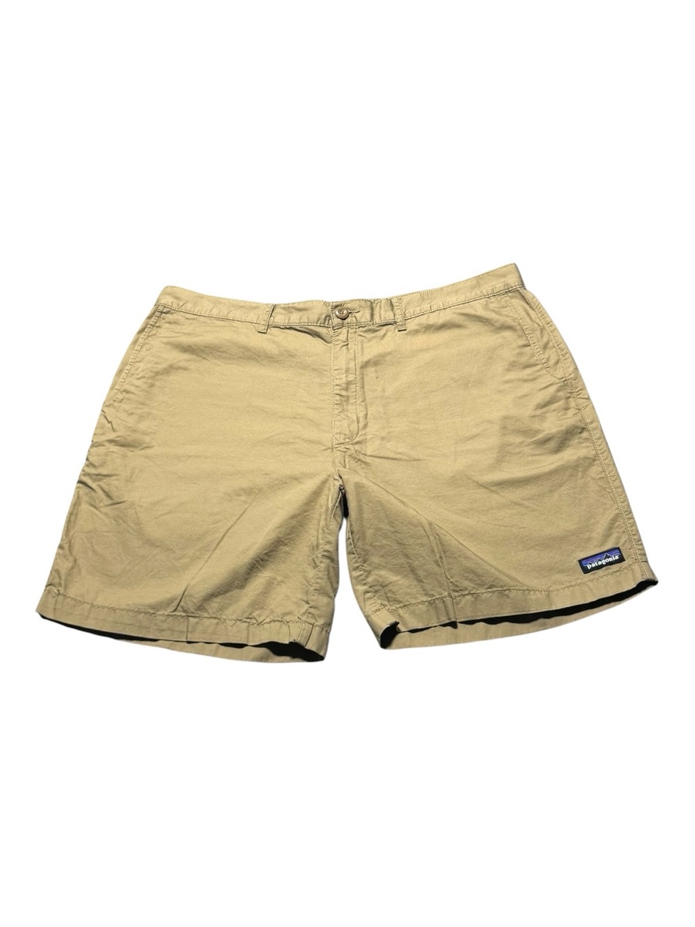 Patagonia Men’s 38 Tan Flat-Front Walking Shorts Organic Cotton Gorpcore